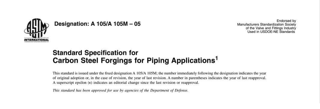 ASTM A105 Carbon Steel Forgings for Piping Applications