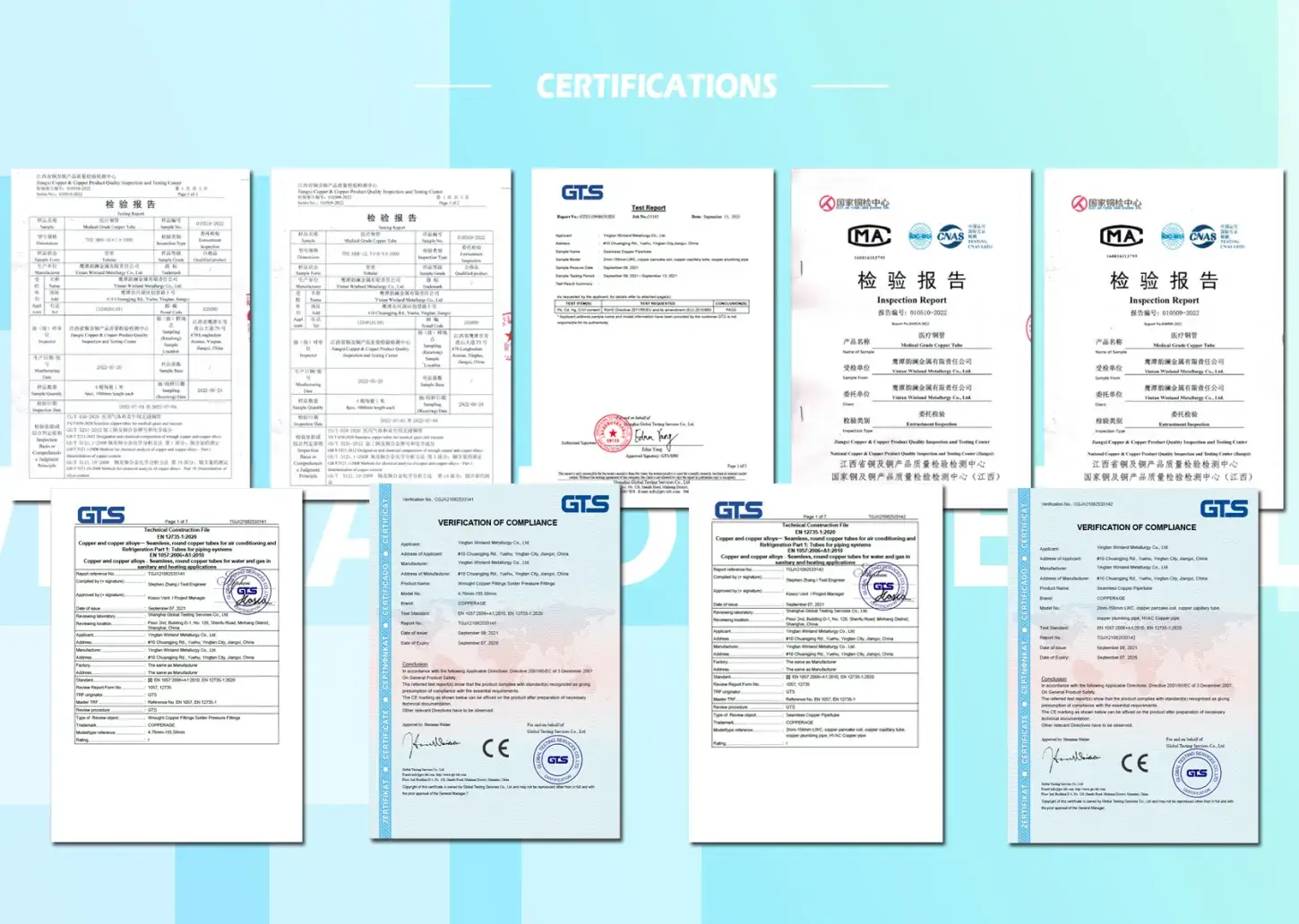 Copper Products Certificates